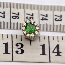 Vintage 18k Gold Tsavorite Garnet Diamond Flower Earrings Rare Green Gems (7705)