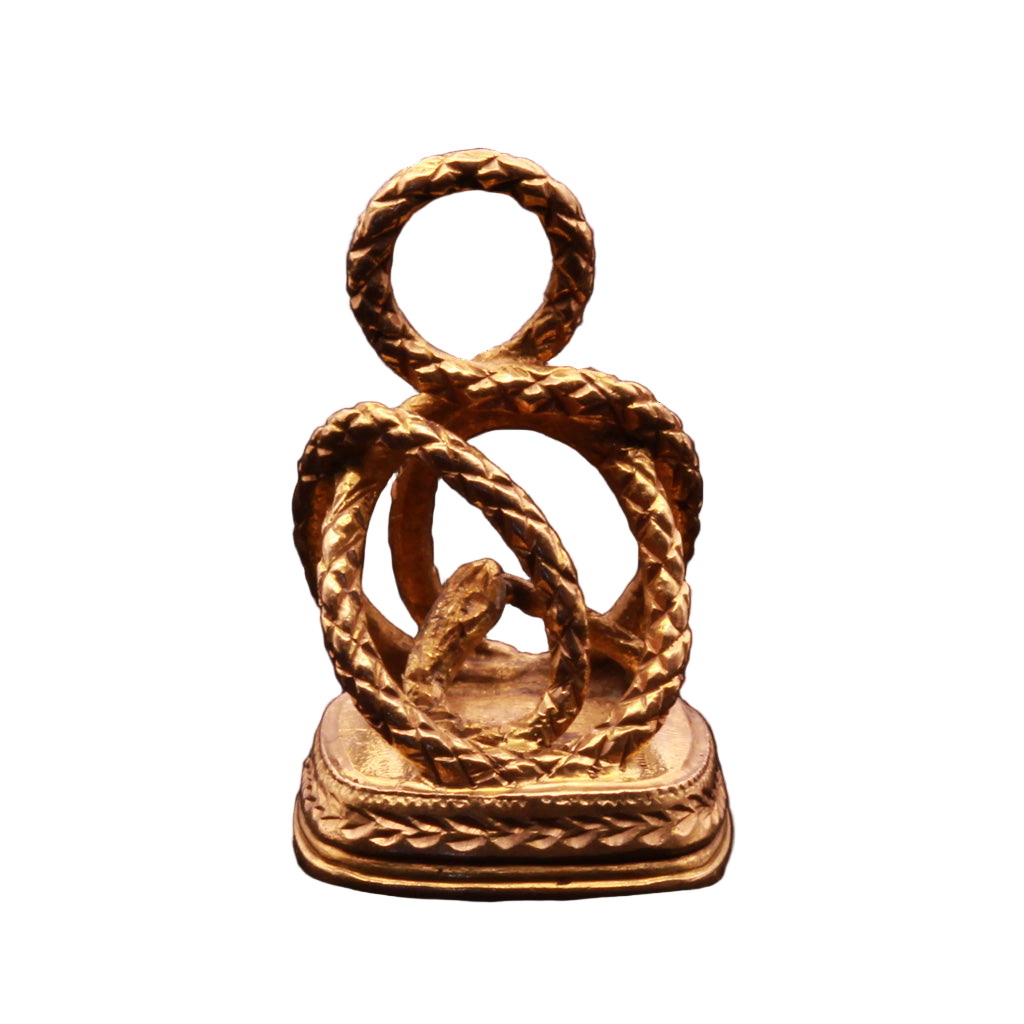 Antique Georgian pendant snake fob intaglio seal gold Man's Coat of Arms (7363)