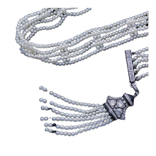 Art Deco Necklace Natural Pearls Diamonds Onyx Gold Mauboussin w Appraisal (6208