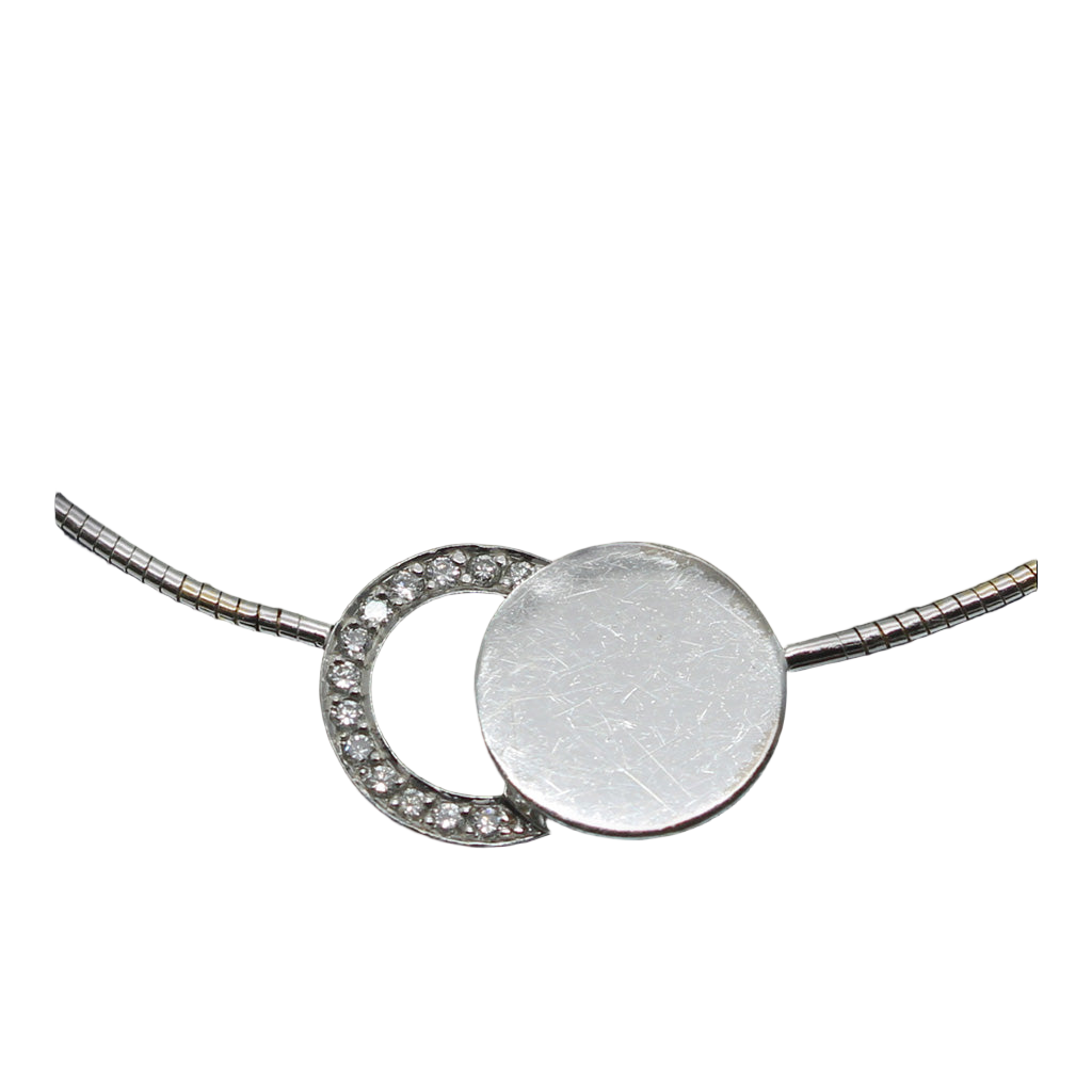 Dinh Van Necklace Pendant 18k White Gold Diamonds Vintage Signed Retired (6222)