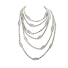 Antique Art Nouveau Long Chain Necklace Sautoir 18k Gold Filigree French (6384)