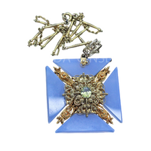 Georgian Necklace Pendant Maltese Cross Gold Cannetille Sapphire Locket (6575)