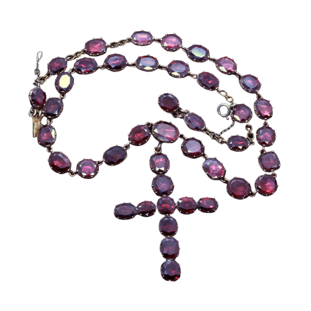 Georgian Necklace Pendant Detachable Cross Crucifix 15k Gold Garnet (6580)
