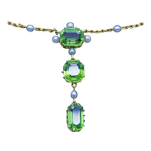 Antique Edwardian Pendant Necklace 18k Gold Peridot Pearls w Appraisal (6891)