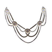 Antique Georgian Necklace 18k Gold Swags Engraved Enamel Plaques French (6895)