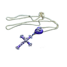 Victorian Necklace Pendant Cross Slide Locket Heart Gold Diamonds Enamel (6902)