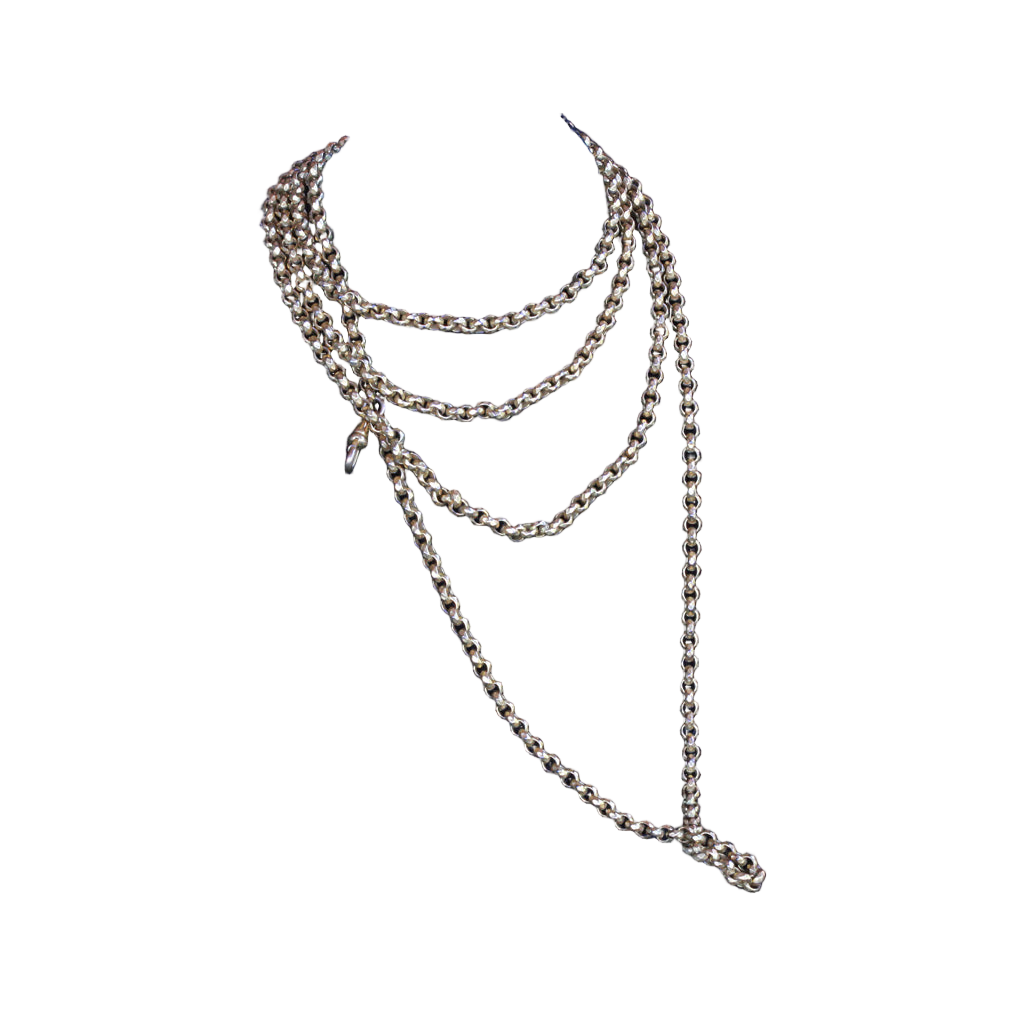 Georgian long chain necklace sautoir muff guard chain gold plated English (7272)