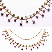 Antique Victorian necklace gold demantoid garnets and orange garnets (7298)