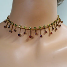 Antique Victorian necklace gold demantoid garnets and orange garnets (7298)