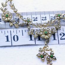 Antique necklace pendant 15ct gold pearls demantoid garnets Bride tiara (7327)