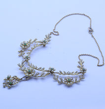 Antique necklace pendant 15ct gold pearls demantoid garnets Bride tiara (7327)