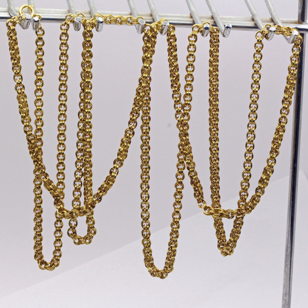 Antique Victorian long gold chain necklace 15ct 60 inches English sautoir (7390)
