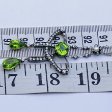 Nouveau negligee pendant necklace diamond peridot pearl gold silver plat (7406)