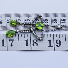 Nouveau negligee pendant necklace diamond peridot pearl gold silver plat (7406)