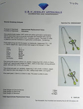 Nouveau negligee pendant necklace diamond peridot pearl gold silver plat (7406)