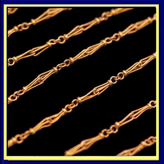 Antique long gold chain necklace sautoir rose gold