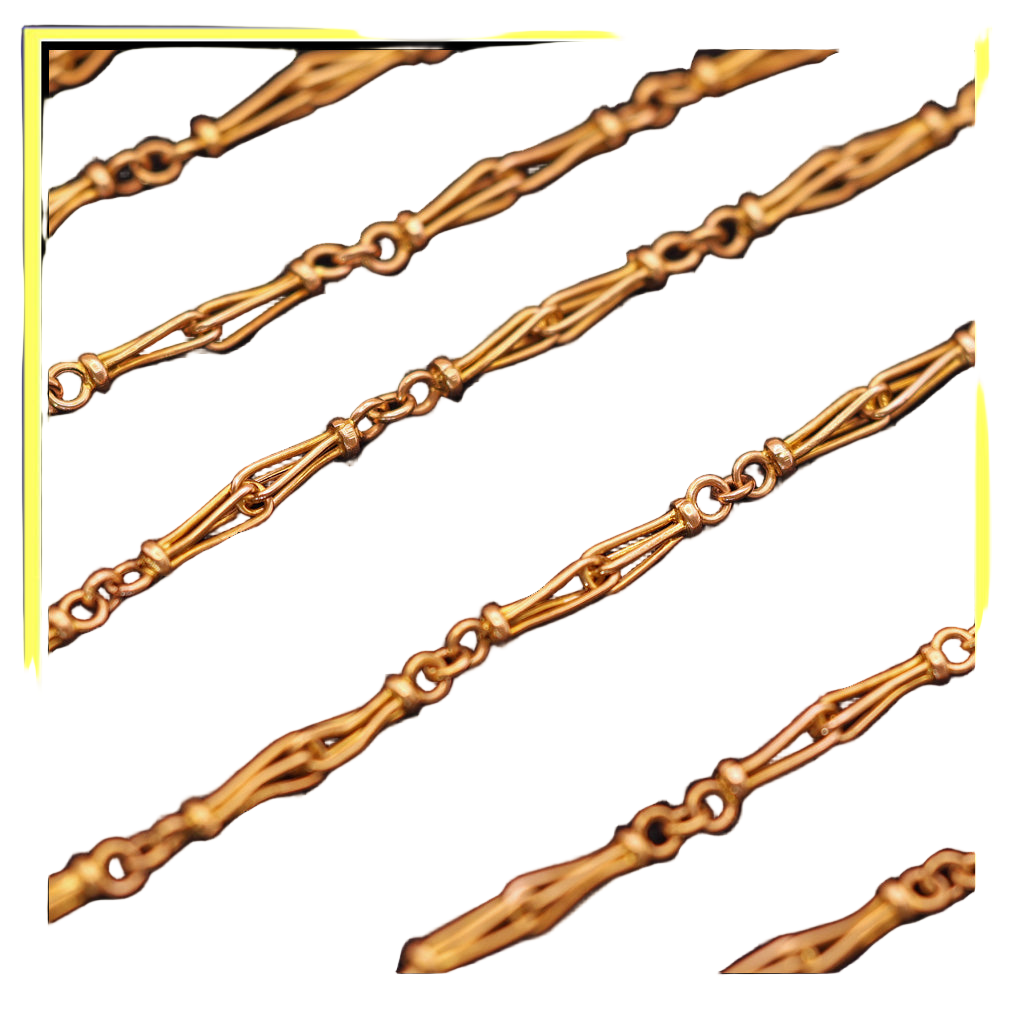 Antique long gold chain necklace sautoir rose gold early 1900's 60inches (7543)