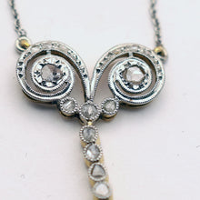 Antique Art Deco necklace pendant gold platinum diamonds sapphires French (7545)