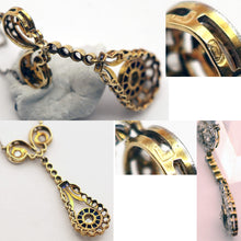 Antique Art Deco necklace pendant gold platinum diamonds sapphires French (7545)