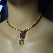 Antique snake necklace heart locket gold GIA Burmese sapphires provenance (7550)