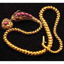 Antique snake necklace heart locket gold GIA Burmese sapphires provenance (7550)