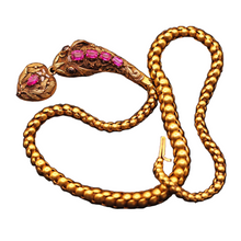 Antique snake necklace heart locket gold GIA Burmese sapphires provenance (7550)