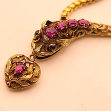 Antique snake necklace heart locket gold GIA Burmese sapphires provenance (7550)