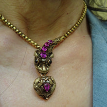 Antique snake necklace heart locket gold GIA Burmese sapphires provenance (7550)