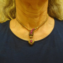 Antique snake necklace heart locket gold GIA Burmese sapphires provenance (7550)