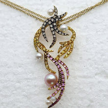 Sarah Ho Pendant Necklace 18k gold diamonds pearls sapphires pink & yellow