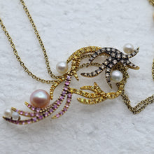 Sarah Ho Pendant Necklace 18k gold diamonds pearls sapphires pink & yellow