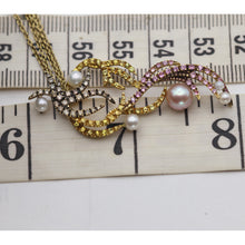 Sarah Ho Pendant Necklace 18k gold diamonds pearls sapphires pink & yellow(7595)