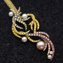 Sarah Ho Pendant Necklace 18k gold diamonds pearls sapphires pink & yellow(7595)