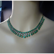 Antique vintage necklace gold emeralds diamond fringe bib necklace GIA cert(7605)