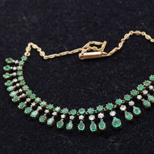 Antique vintage necklace gold emeralds diamond fringe bib necklace GIA cert(7605)