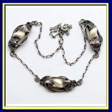 DuMont Antique authentic Art Nouveau necklace silver natural pearls (7616)