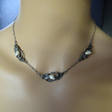 DuMont Antique authentic Art Nouveau necklace silver natural pearls (7616)