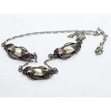 DuMont Antique authentic Art Nouveau necklace silver natural pearls (7616)