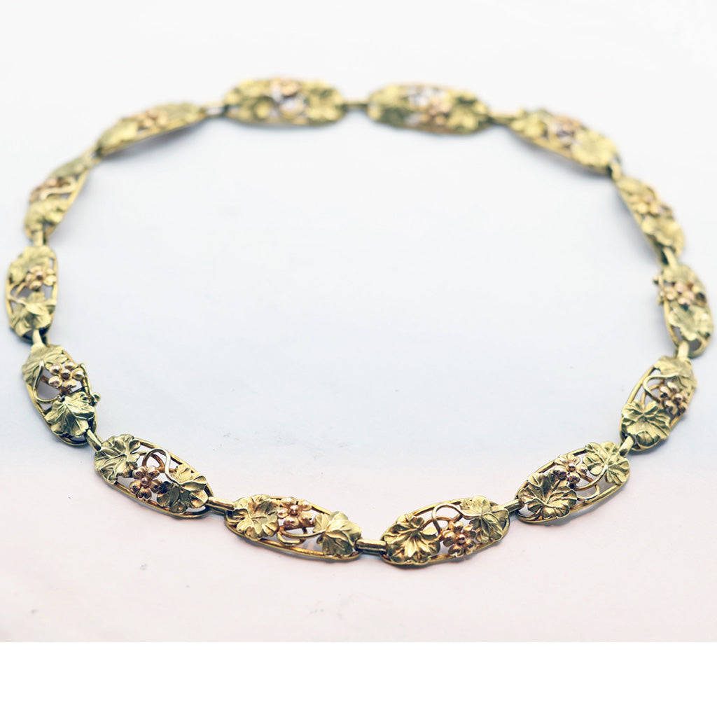 ARNOULD Art Nouveau convertible necklace bracelets 18k yellow & pink gold