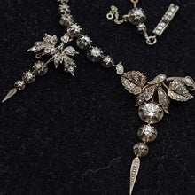 Antique diamond necklace gold silver diamonds early 1800's cascading drops(7623)