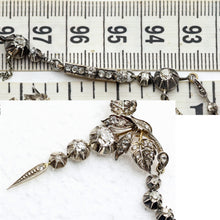 Antique diamond necklace gold silver diamonds early 1800's cascading drops(7623)