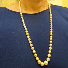 Vintage pearl necklace Matinee - Opera length gold clasp w chain French (7667)