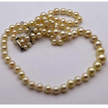 Vintage pearl necklace Matinee - Opera length gold clasp w chain French (7667)