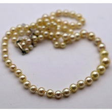 Vintage pearl necklace Matinee - Opera length gold clasp w chain French (7667)