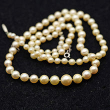 Vintage pearl necklace Matinee - Opera length gold clasp w chain French (7667)