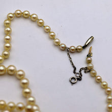 Vintage pearl necklace Matinee - Opera length gold clasp w chain French (7667)