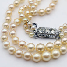 Antique Vintage Princess double pearl necklace diamonds plat gold French 