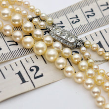 Antique Vintage Princess double pearl necklace diamonds plat gold French (7668)