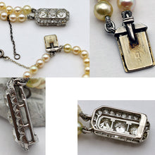 Antique Vintage Princess double pearl necklace diamonds plat gold French (7668)