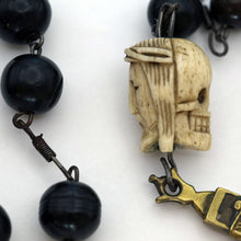 Antique Rosary carved Jesus Skull Mary Cross 18C Religious Catholic French (7669
